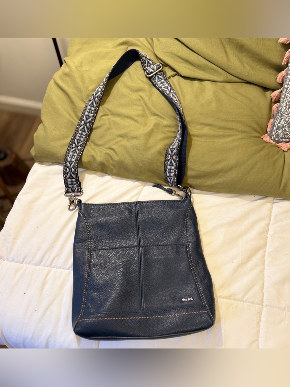 The Sak Navy Leather Crossbody Bag